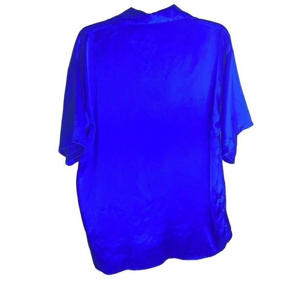 Vintage Victoria’s Secret Gold Label Satin Polyester Blue Button Up Shirt Small - Picture 2 of 7